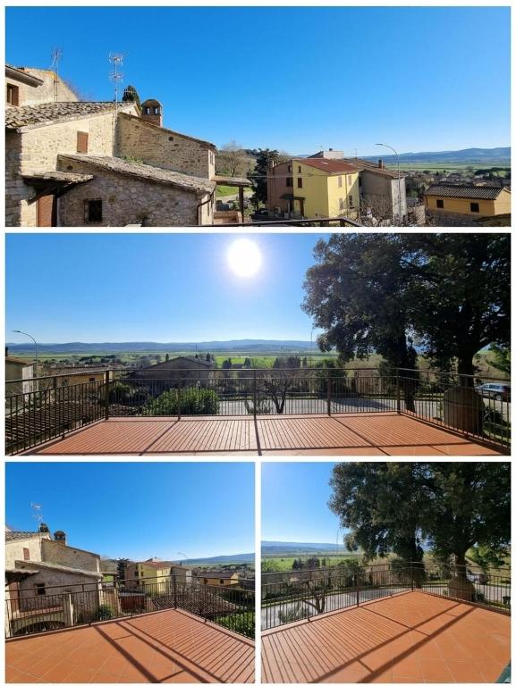two pictures of a tennis court and a building at Casa Vanda in San Lorenzo