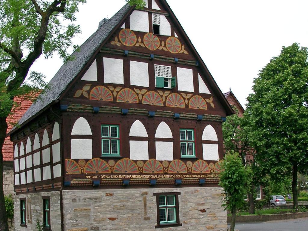 an old house with a half timbered at Ferienhaus in am Teutoburger Wald in Husen