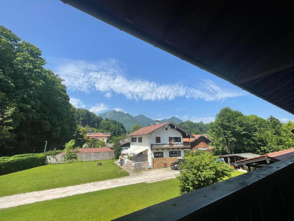 a view from the balcony of a house at Ferienwohnung Bergblick in Marquartstein