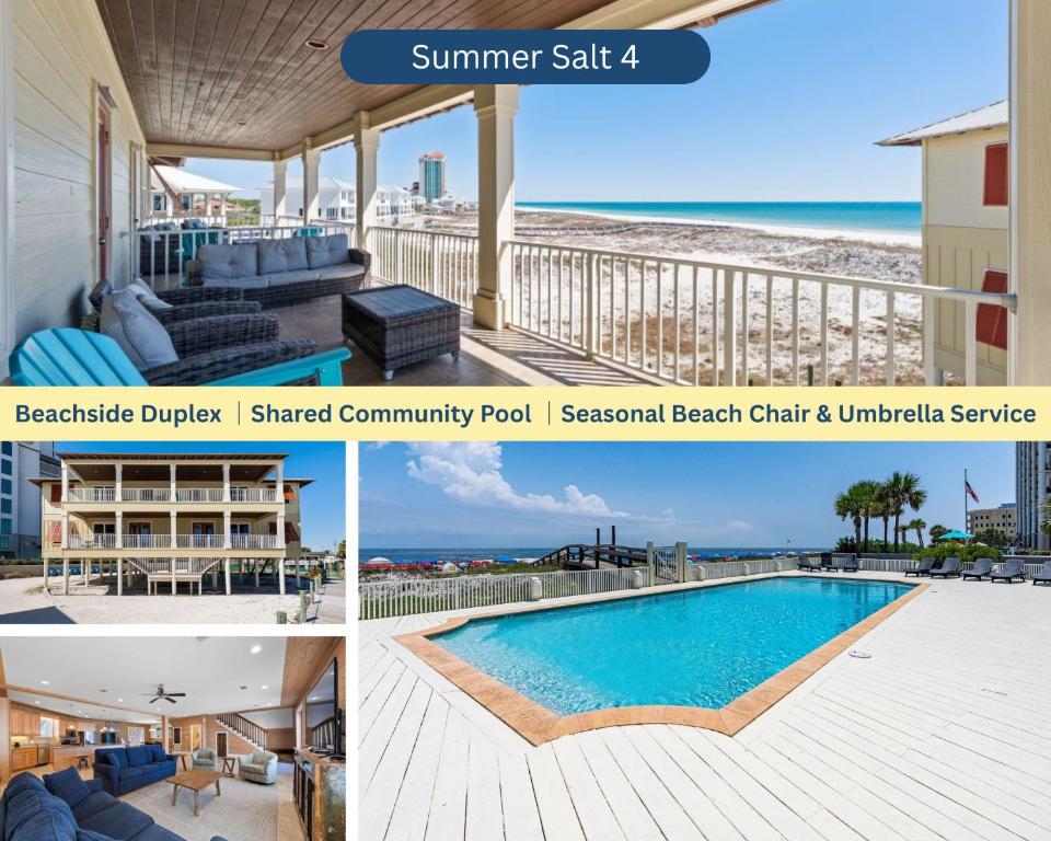 a collage of photos of a pool and the beach at Summer Salt 4 West by Youngs Suncoast in Orange Beach