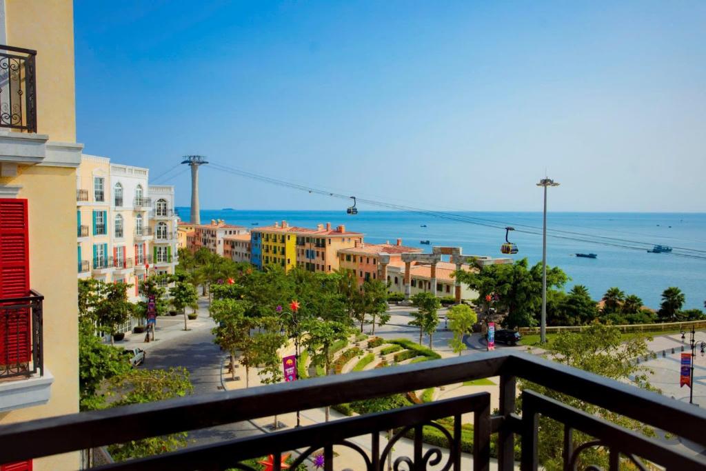 a view of a city from a balcony at Hotel Kim Thái in Phú Quốc