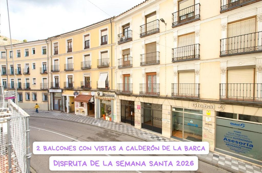 an empty street in front of a building at Calderón de la Barca By Cuencaloft in Cuenca