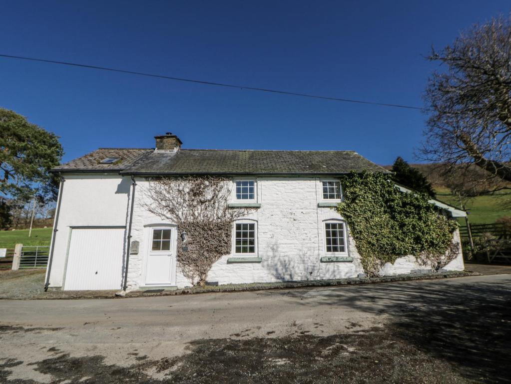 an old white house with ivy growing on it at Penlone Cottage in Rhayader