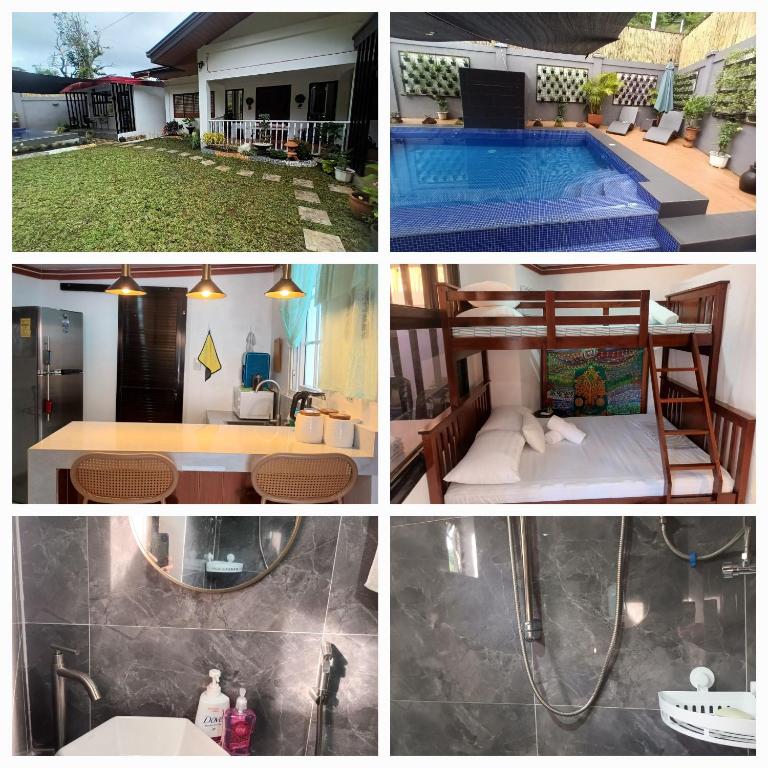 a collage of pictures of a house with a swimming pool at Country Bug Private Resort in Alfonso