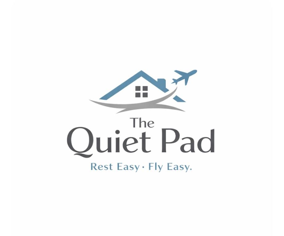 a logo for the quiet pad at TheQuietPadRest Easy Fly Easy in Christchurch