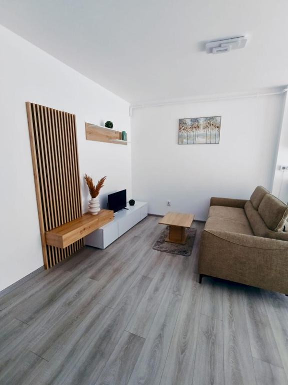 a living room with a couch and a table at FLH - Apartament Central Silva in Sibiu