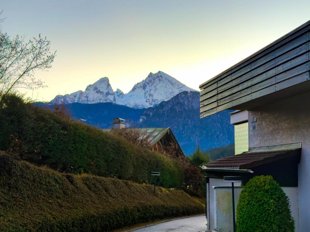 a view of the mountains from a house at Ferienwohnung Gipfeltraum in Berchtesgaden