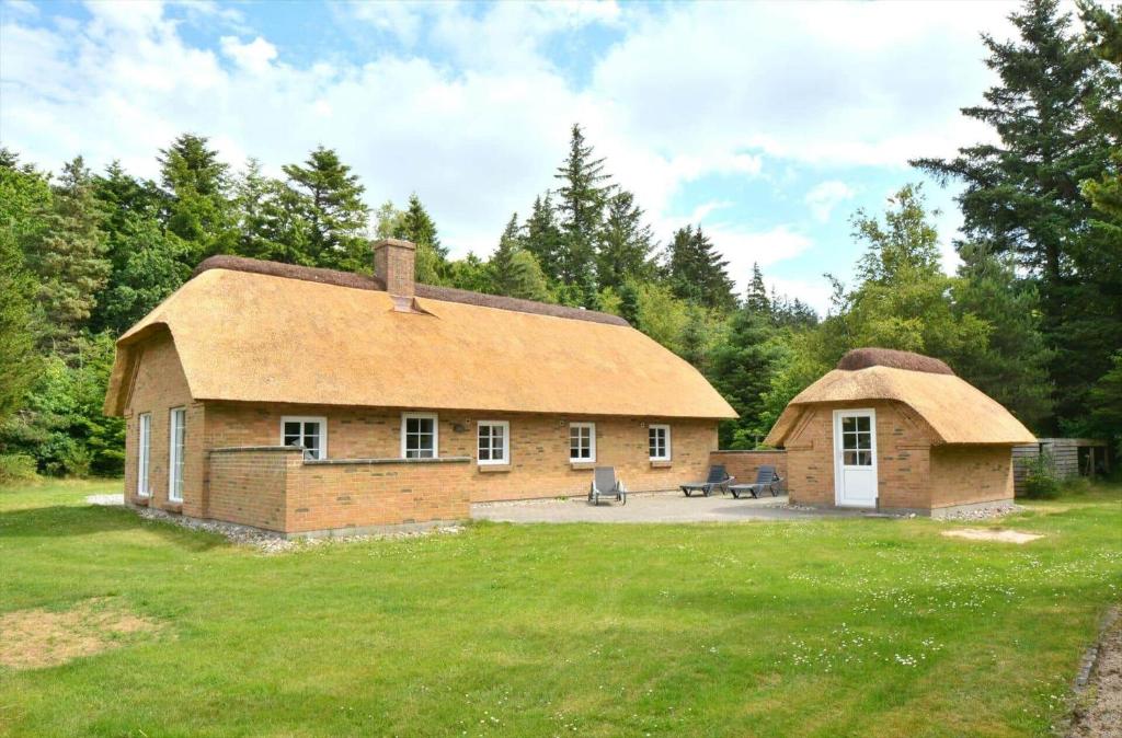 a house with a thatched roof in a field at 10831-Ulfborg-Graemvej-57 in Ulfborg
