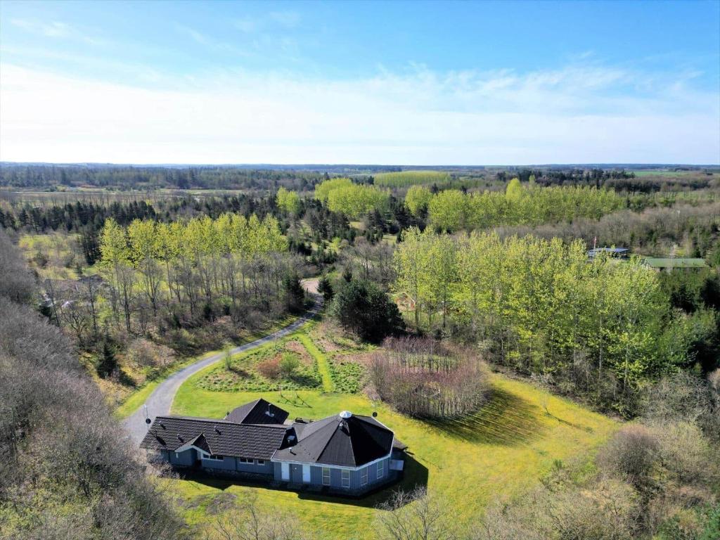 an aerial view of a house in the middle of a field at 80608-Vemb-Knudehus-51 in Vemb