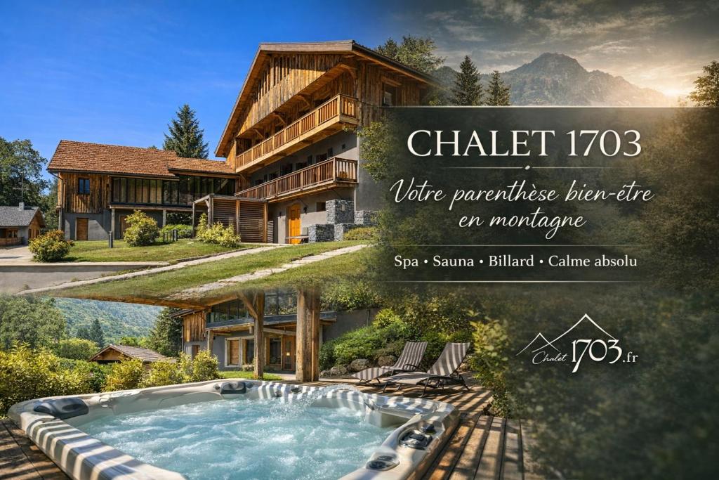 a picture of a house with a swimming pool at Chalet 1703 - Alpine Lodge & Spa - Adults Only in Le Petit-Bornand-lès-Glières