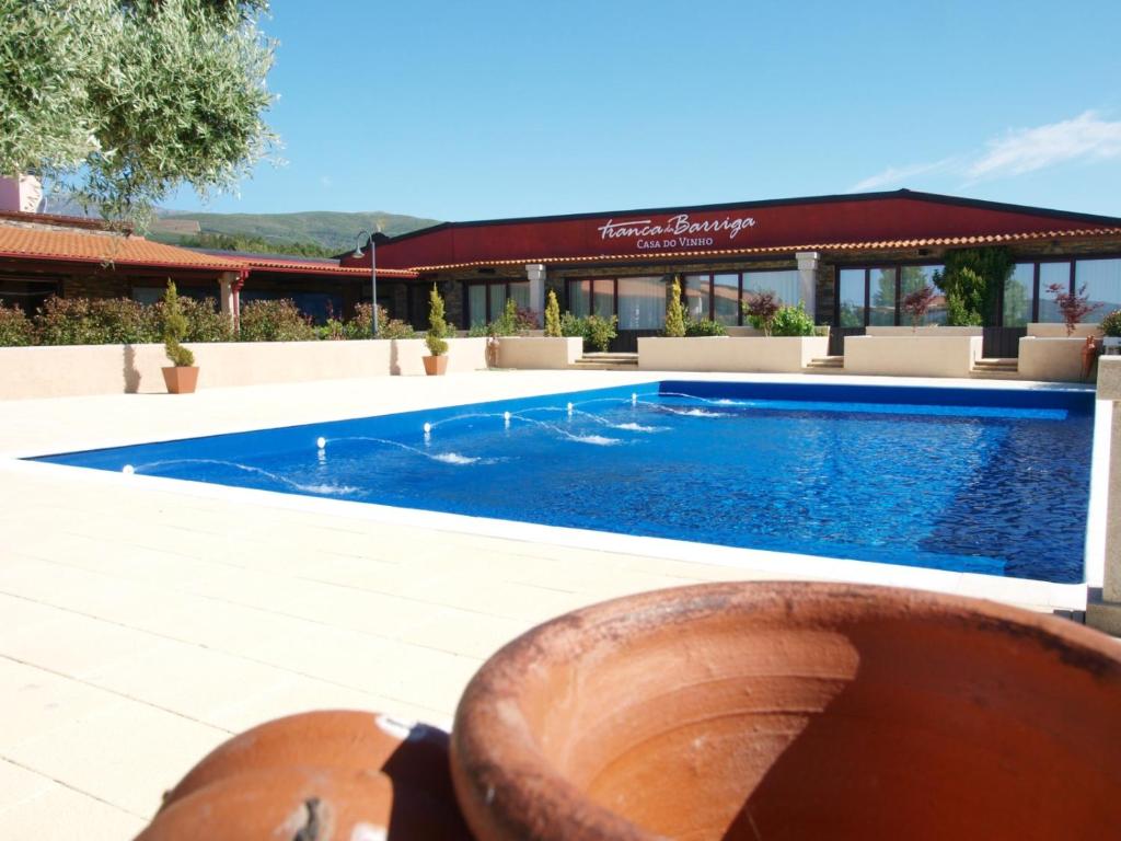 a swimming pool in front of a building at Tranca da Barriga - Casa do Vinho by Quinta De São Tiago in Covilhã