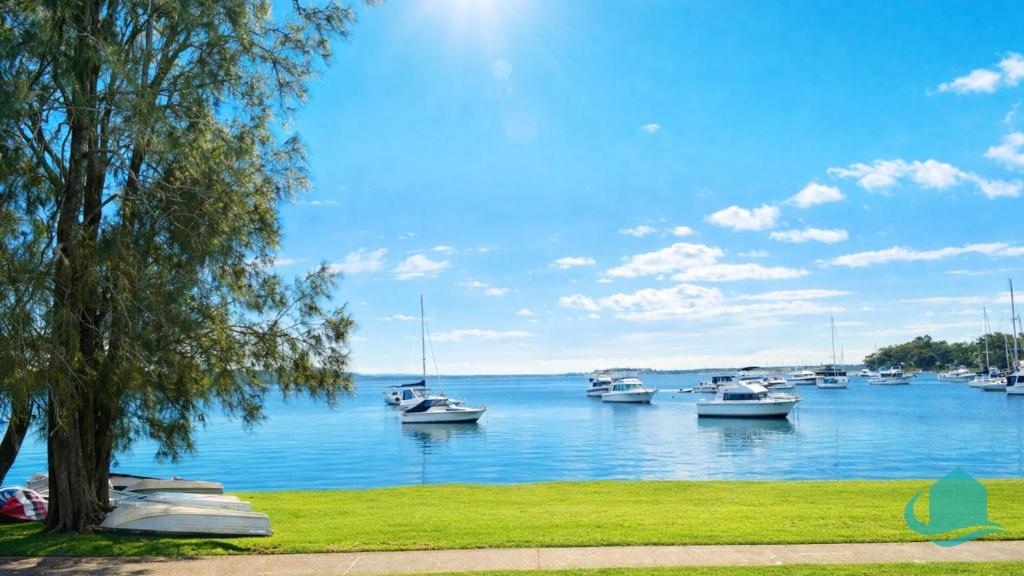 a group of boats docked in the water at Wangi Waterfront Weekender in Wangi Wangi