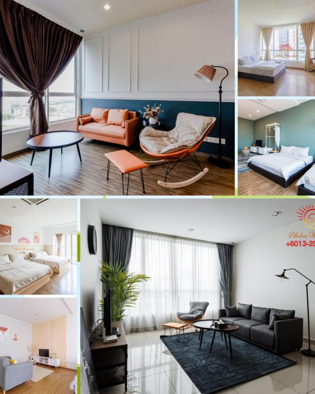 a collage of photos of a living room at SETAPAK CENTRAL KUALA LUMPUR - By ALOHA in Kuala Lumpur