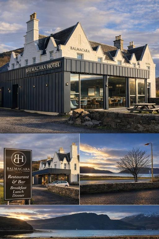a collage of two pictures of a hotel at Balmacara Hotel in Kyle of Lochalsh