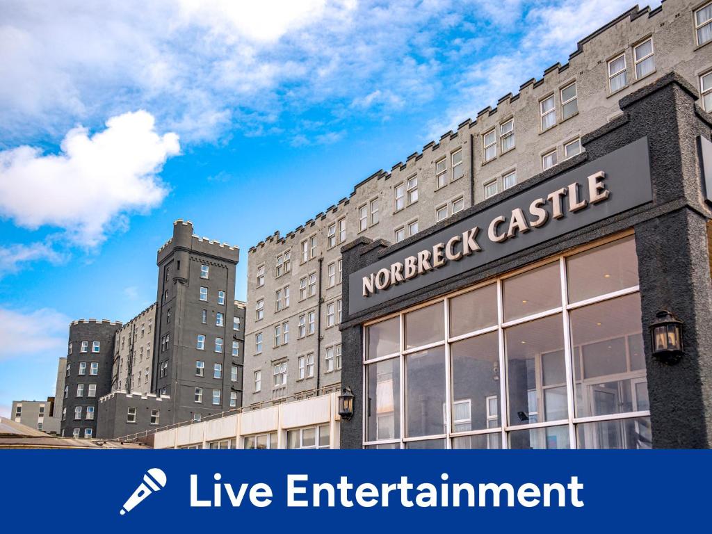 a building with the norwegian castle written on it at Norbreck Castle Hotel Blackpool in Blackpool