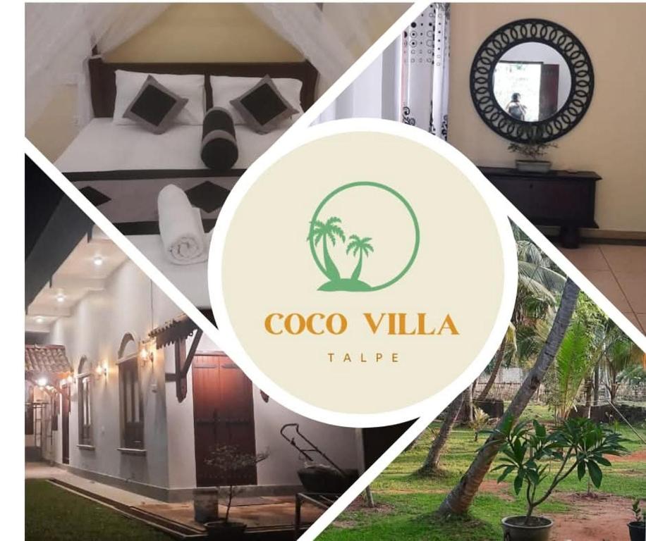 a collage of photos of a hotel with a logo at Coco Villa in Talpe