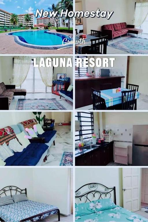 a collage of photos of a new homeery with a pool at PD Laguna Resort Vacation in Kampong Tanah Merah