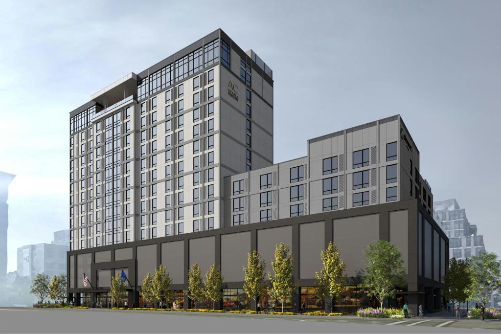 an architectural rendering of a large office building at Element by Marriott Boise Downtown in Boise