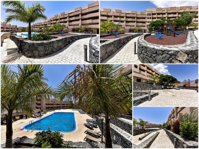 a collage of photos of a resort with a swimming pool at Doble Playa in Playa Paraiso