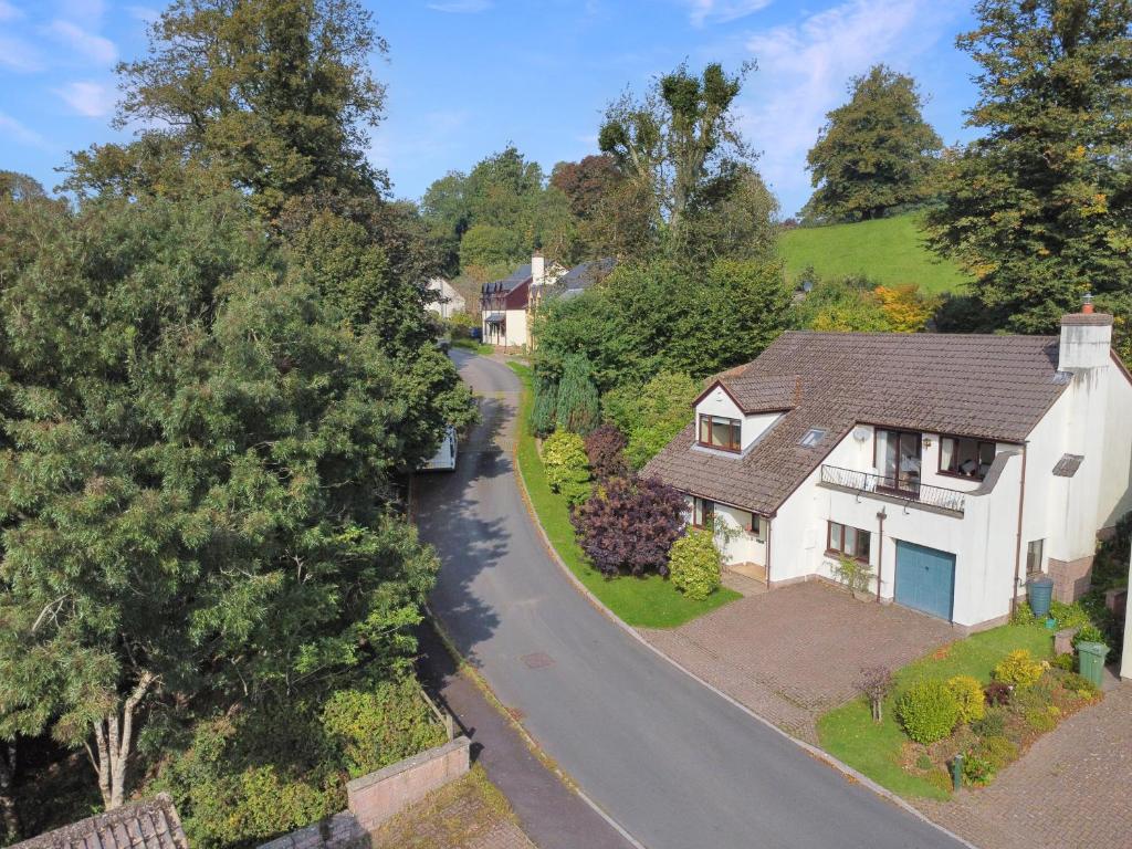 an aerial view of a white house at Merrijig Dulverton in Dulverton