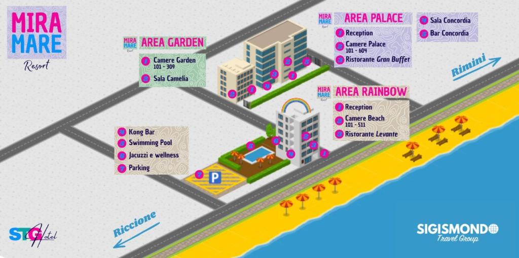 a map of the metro marina site at Miramare Resort in Rimini