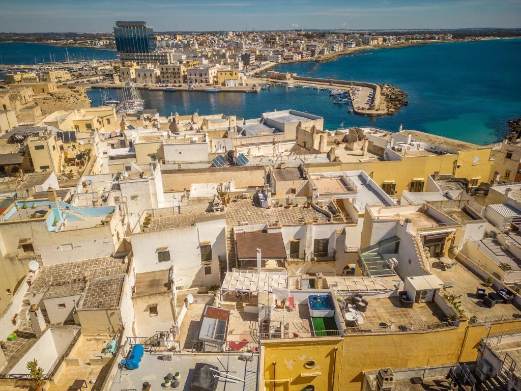 an aerial view of a town next to the water at Casa Oasi del Mare in Gallipoli