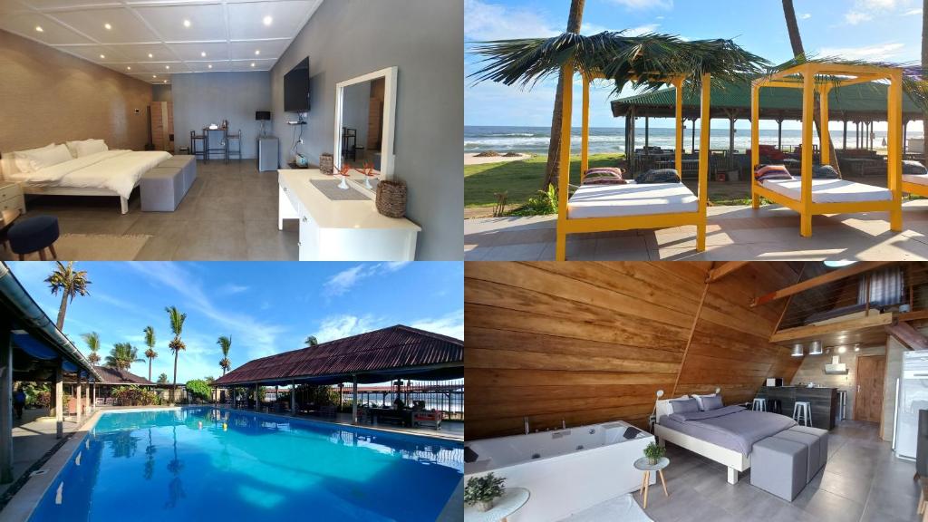 a collage of photos of a hotel with a pool at Tropicana Beach & Resort in Elwa