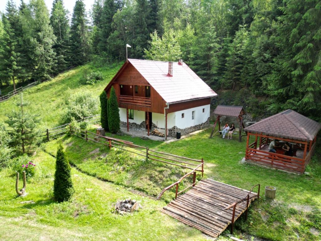 an aerial view of a house on a hill at Cabana SVA Bilbor in Bilbor