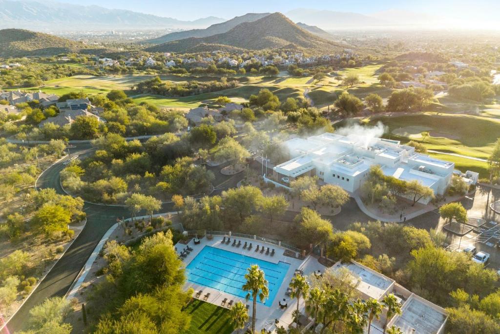 an aerial view of a villa with a swimming pool at Starr Pass Golf Suites in Tucson