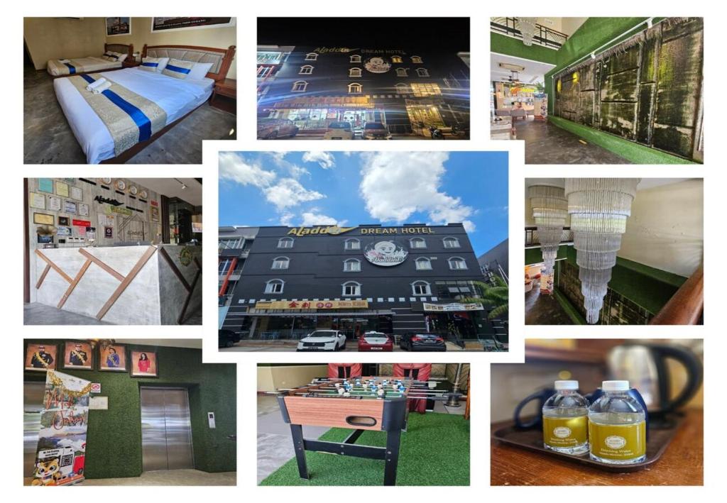 a collage of pictures of a hotel at Aladdin Dream Hotel in Johor Bahru