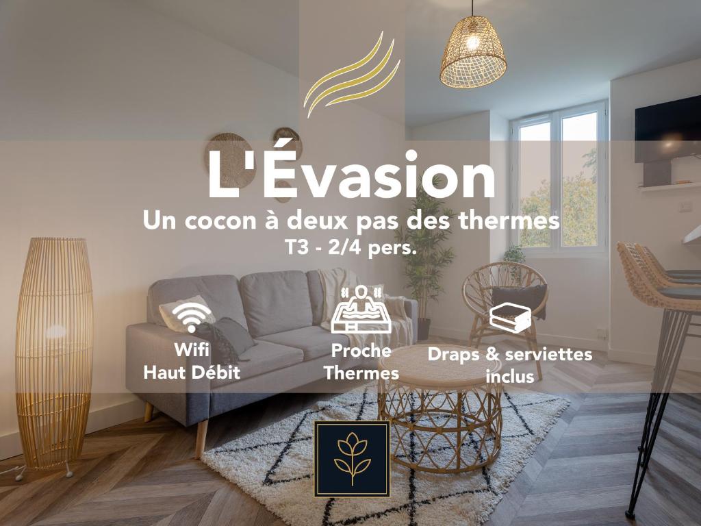 a rendering of a living room with a couch at L'Évasion - Un cocon à deux pas des thermes de Dax in Dax
