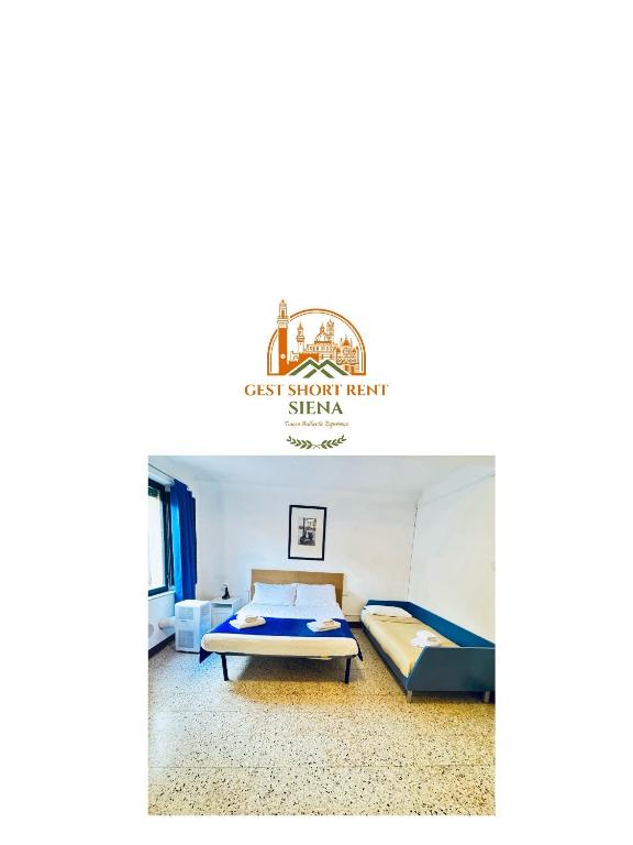 a bedroom with two beds and a sign that reads last show next sign at Gest Short Rent Siena 3 in Siena