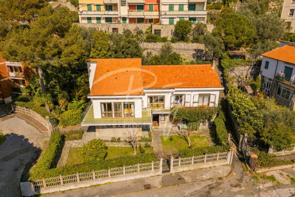 an aerial view of a house with an orange roof at Villa Elena in Portovenere