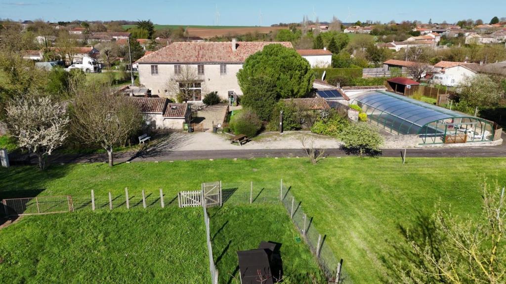 an aerial view of a park with a green field at Domaine de Chante-Oiseau - 34 pers in Theil-Rabier