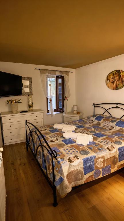 a bedroom with a bed and a television in it at Domus Serena in Venafro