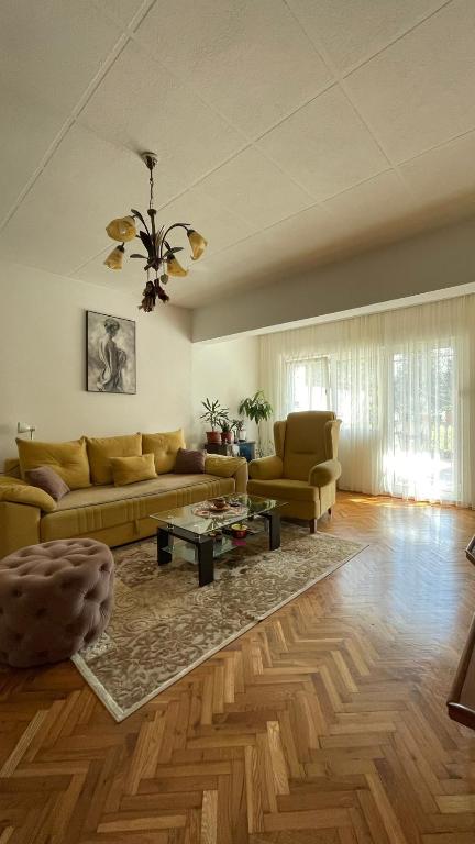 a living room with a couch and a table at Golden Grape House in Budva