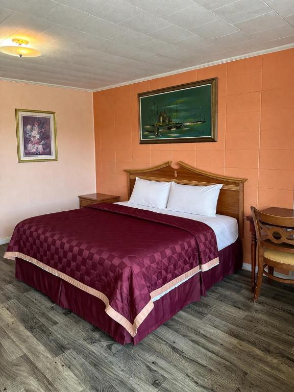 a hotel room with a large bed in a room at Budget Motel in Hamer