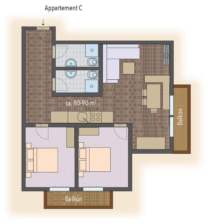 The floor plan of Appartements Salzburgerhof