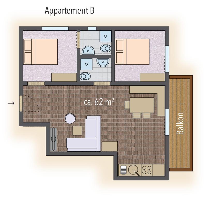 The floor plan of Appartements Salzburgerhof