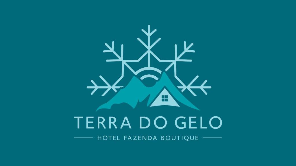 un logotipo para un complejo vacacional en un copo de nieve en Hotel Fazenda Boutique Terra do Gelo, en Bom Jardim da Serra