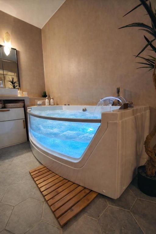a bath tub with a swimming pool in a kitchen at Terrasse & Spa dans Aix Hypercentre in Aix-en-Provence