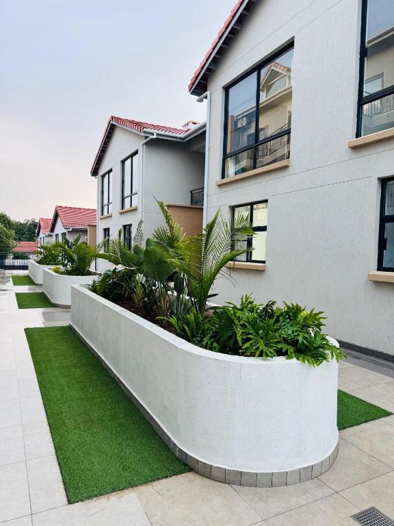 a row of planters in front of a building at Gate Beautiful in Gaborone