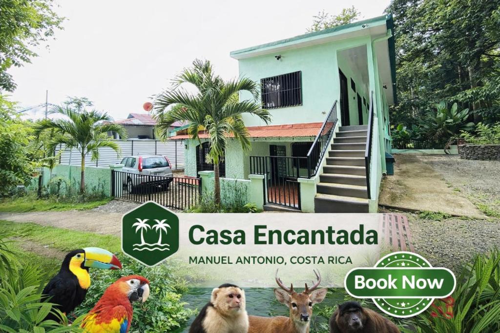 a group of animals standing in front of a house at Casa Encantada Manuel Antonio in Manuel Antonio