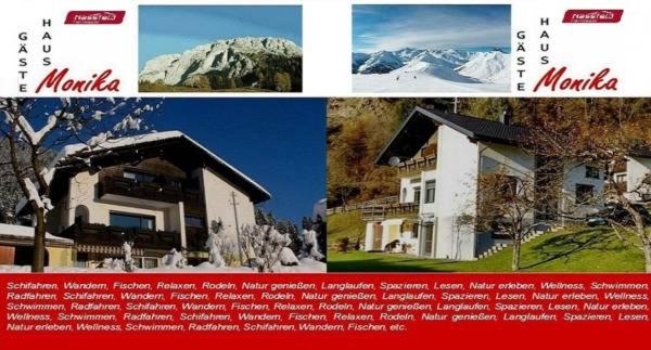 a collage of photos of a house and a mountain at Gästehaus Monika in Reisach