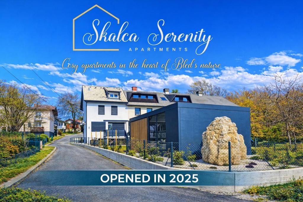 a view of a house with the words silica eternity marrettes at Skalca Serenity Apartments Bled in Bled
