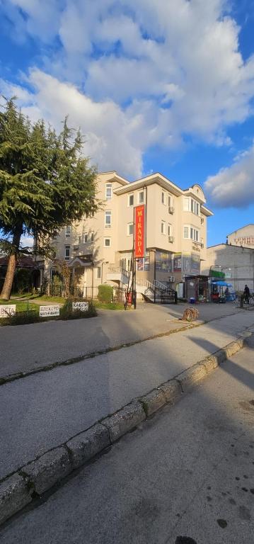 an empty street in front of a building at Luxury Apartments Miranda in Ohrid