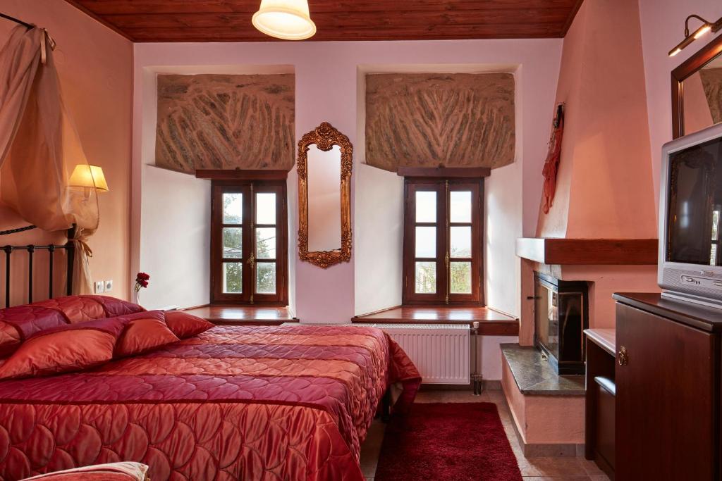 Postel nebo postele na pokoji v ubytování Hotel Dryades and Spa