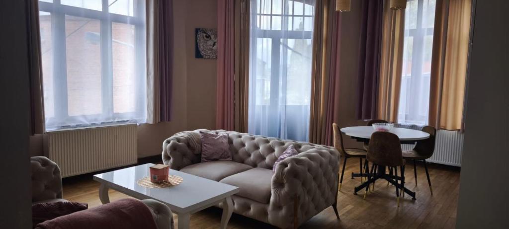 a living room with a couch and a table at Résidence Bayard in Dinant