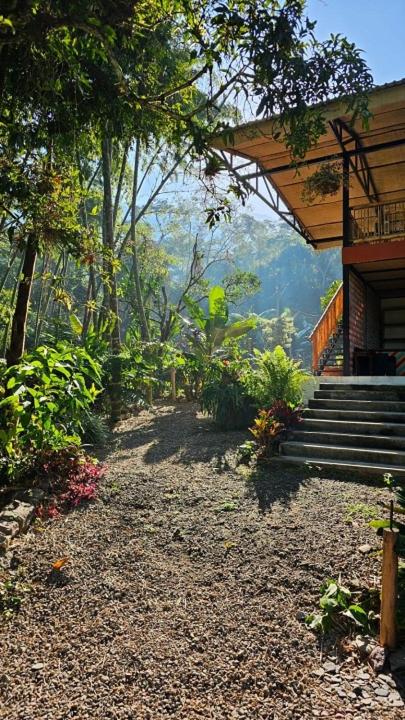 a stairway leading to a house with a porch at RESERVA BOWARA - Ecolodge in Pamplonita
