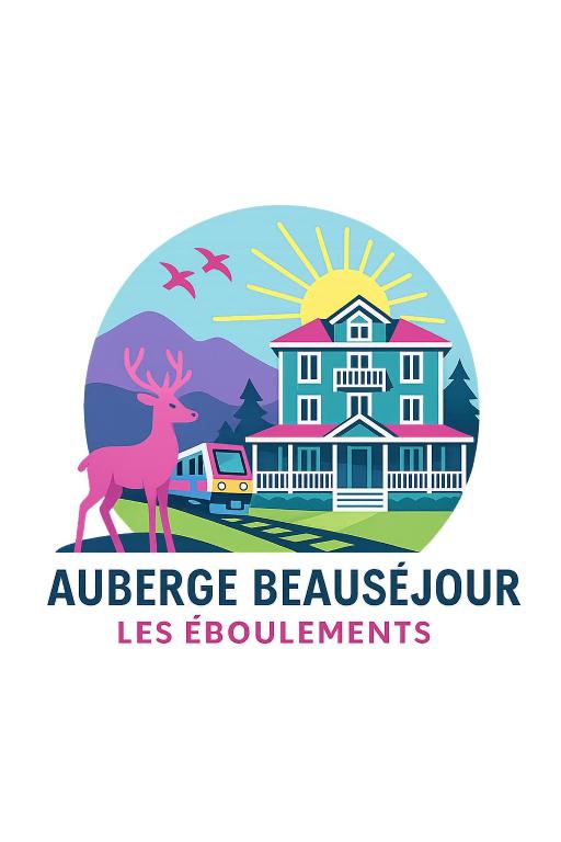 a deer is standing in front of a house at Auberge Beausejour in Les Éboulements